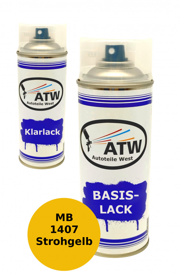 Autolack für Mercedes Benz 1407 Strohgelb+400ml Klarlack Set